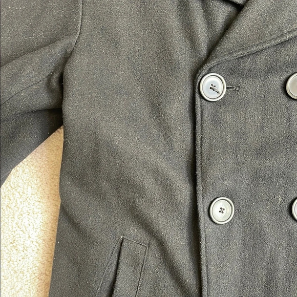 Carbon Black Peacoat Timeless Wool Blend Design - Picture 3 of 5